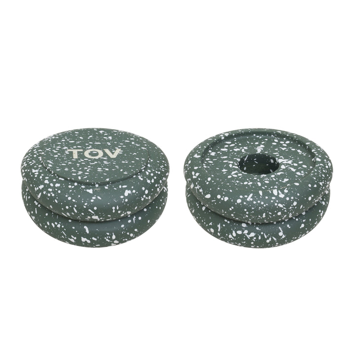 Gabby Green Stacking Candle Holder - Set of 2
