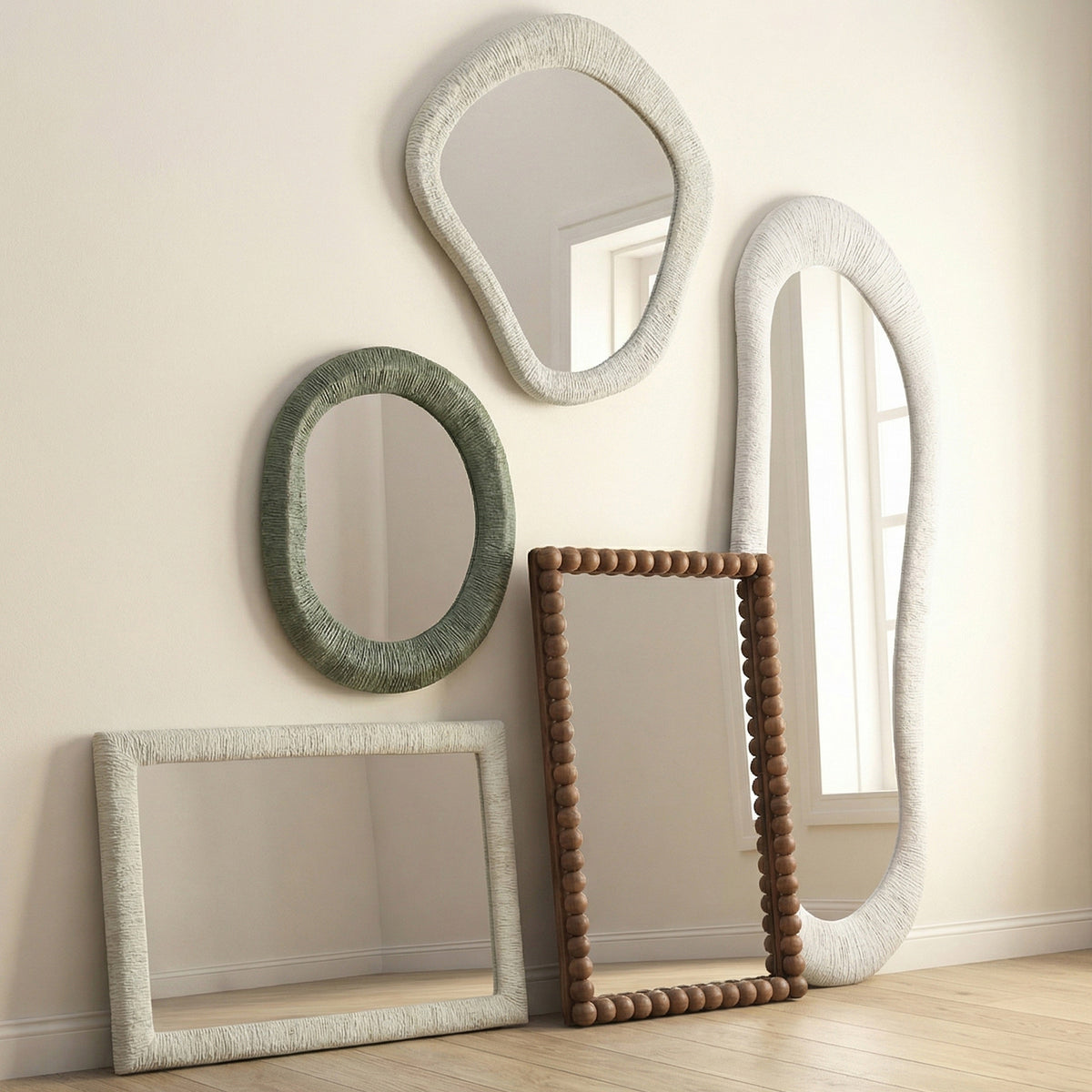Orpheus 20"X59" Ribbed Lightweight Faux Stone Floor Mirror