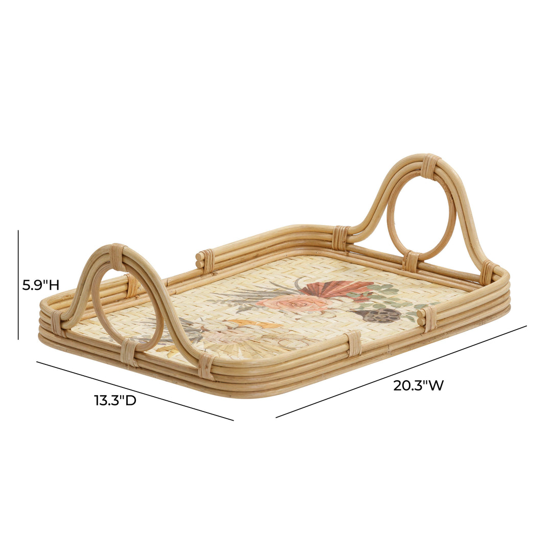 Corey Rectangular Floral Bamboo Tray