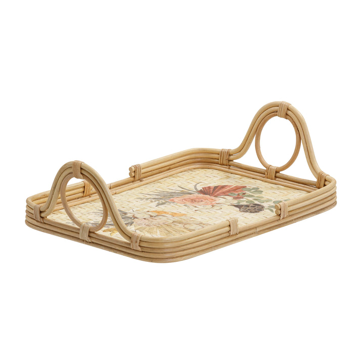 Corey Rectangular Floral Bamboo Tray