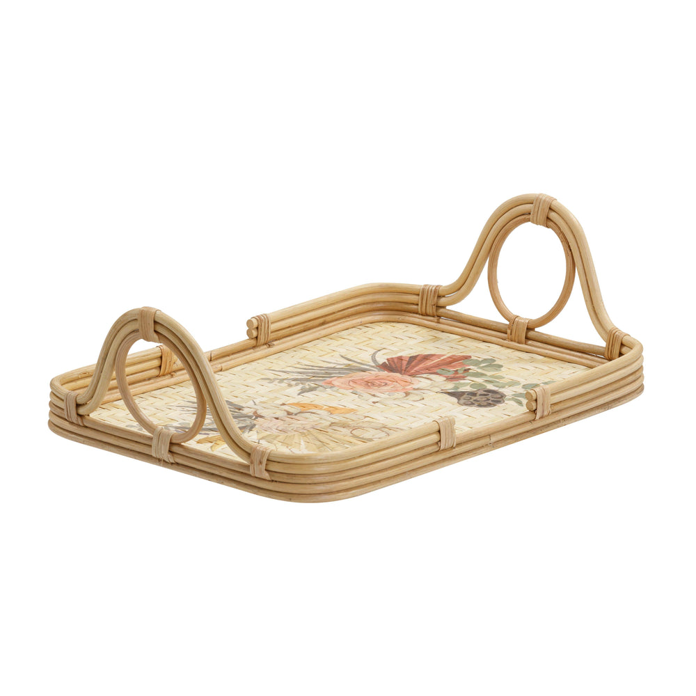 Corey Rectangular Floral Bamboo Tray