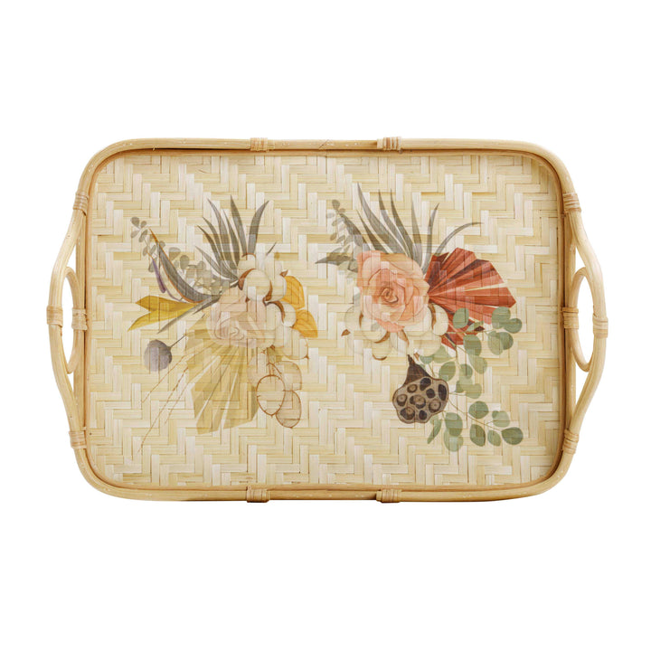 Corey Rectangular Floral Bamboo Tray