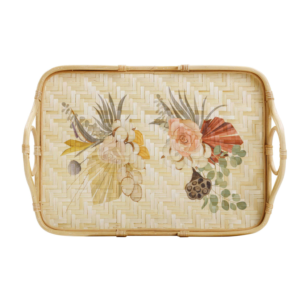 Corey Rectangular Floral Bamboo Tray