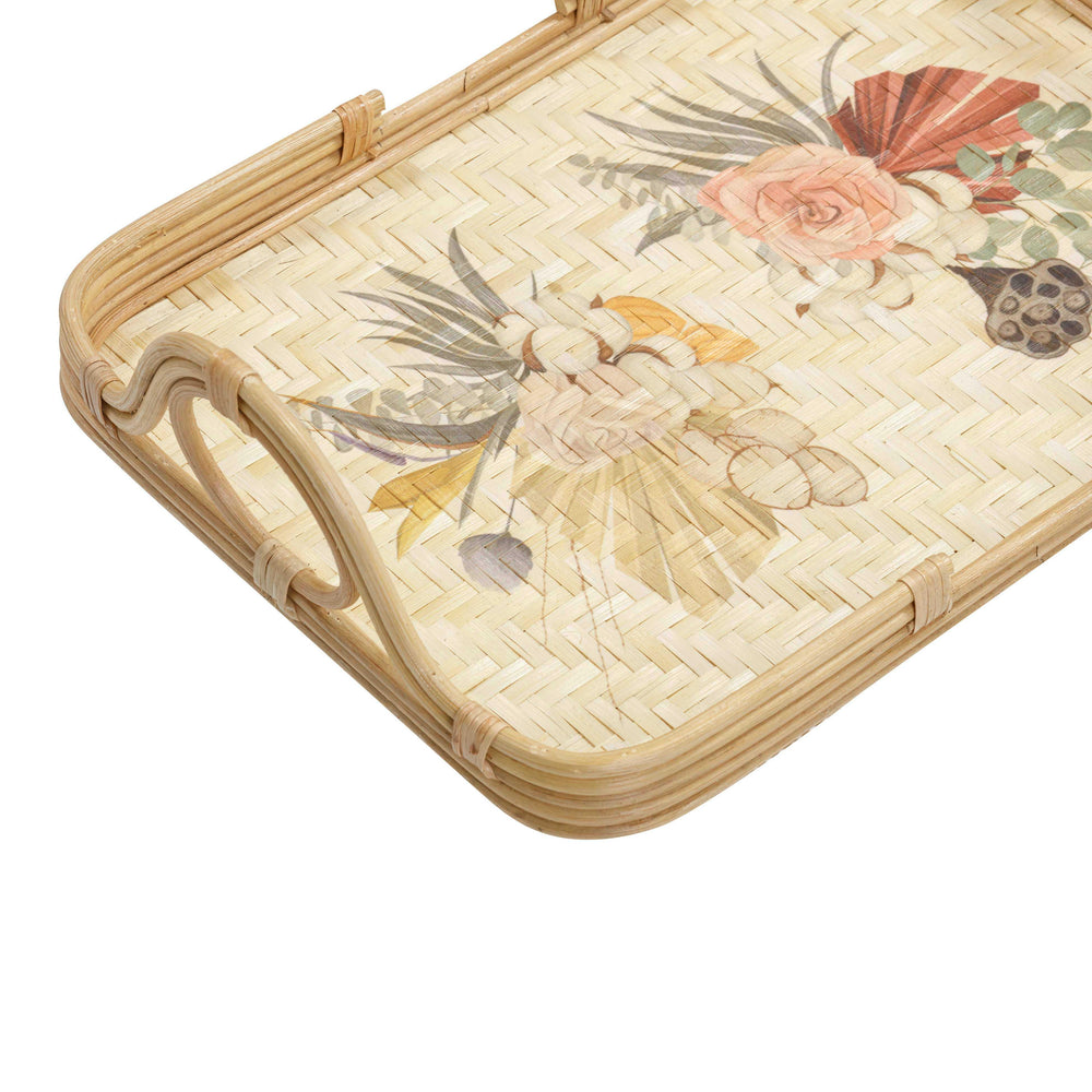 Corey Rectangular Floral Bamboo Tray