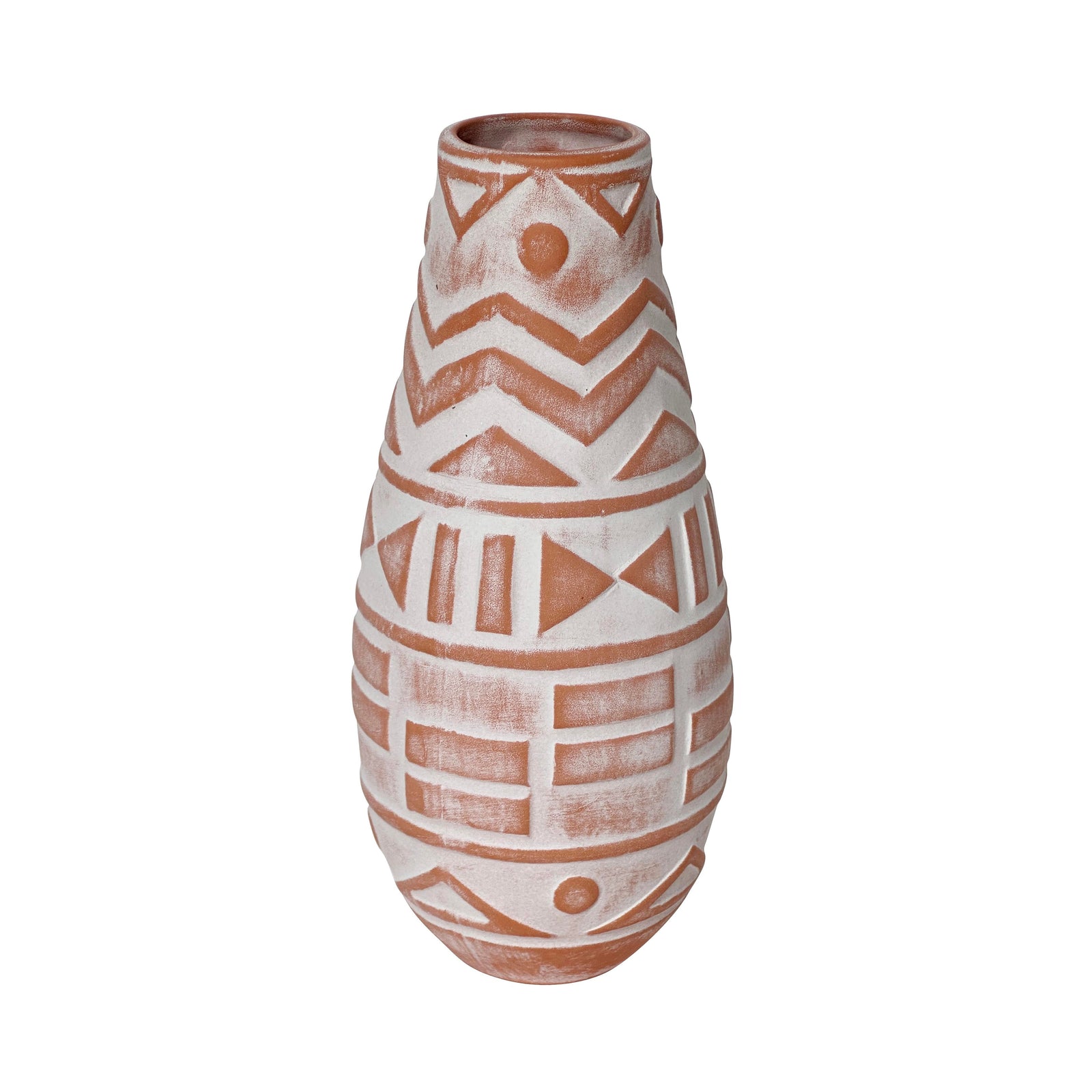 TOV Furniture Earthenware Aztec Teardrop Flower Vase in Terracotta