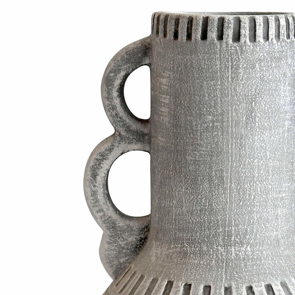 Earthenware Aztec Handled Flower Vase in Slate