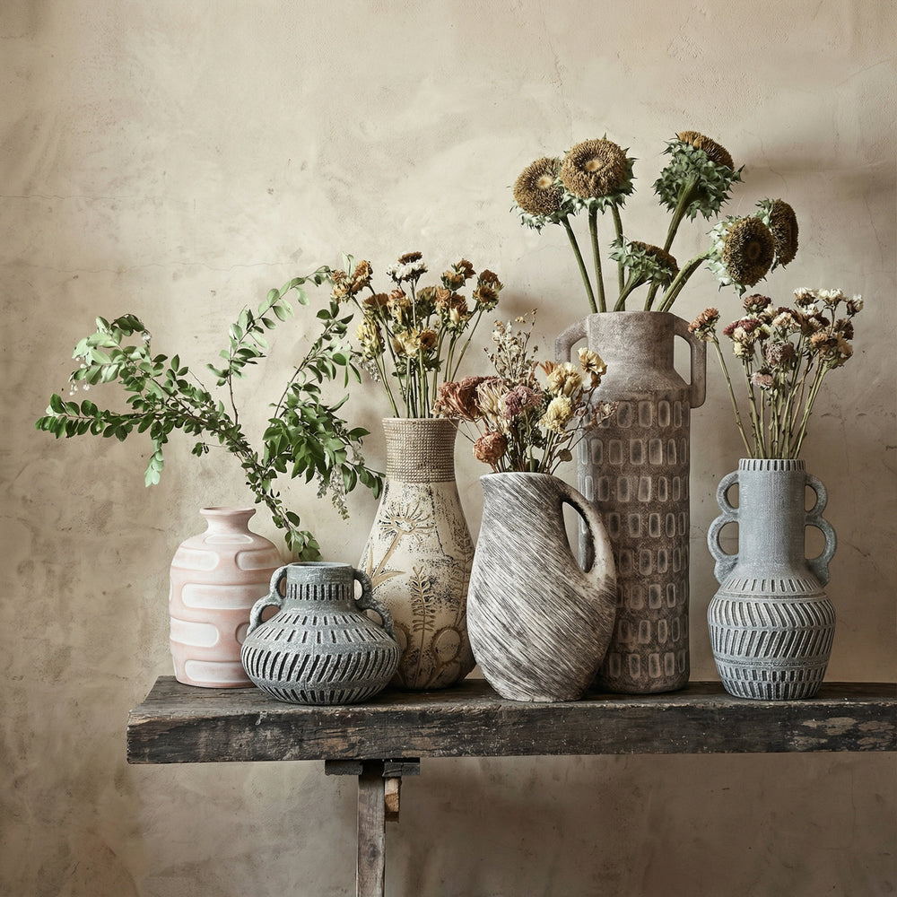 Earthenware Retro Vase in Terracotta