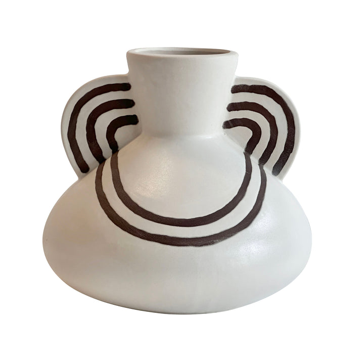 TOV Furniture Ceramic Line Art Wide-Bodied Vase