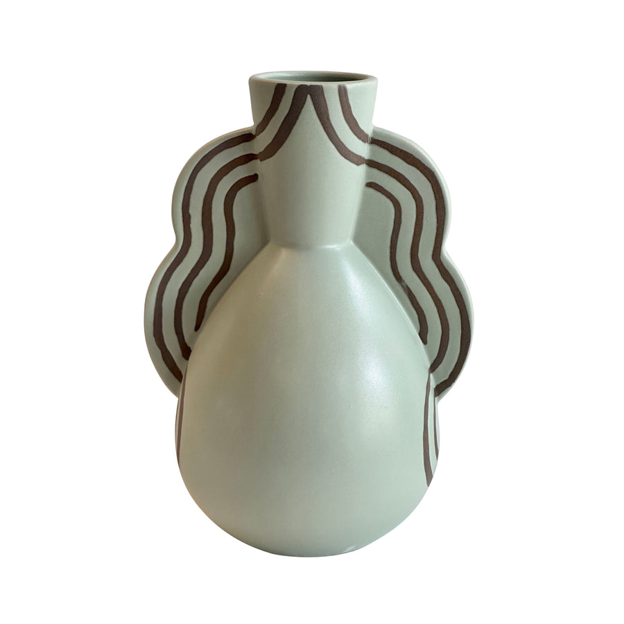 TOV Furniture Ceramic Line Art Wavy Vase