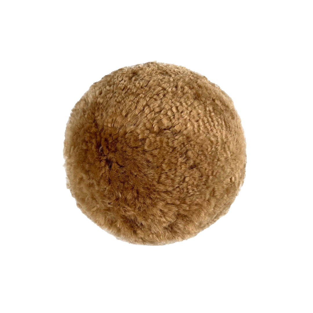 New Zealand Brown Genuine Sheepskin Ball Throw Pillow (8"-12") - Small