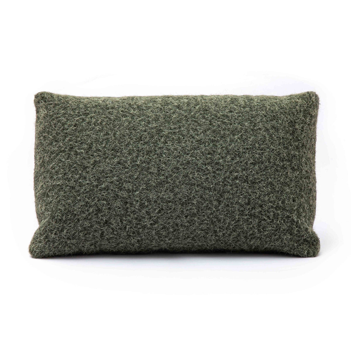 Malolo 20"X12" Long Mohair Rectangular Vegan-Down Throw Pillow Cover - Green / With Insert