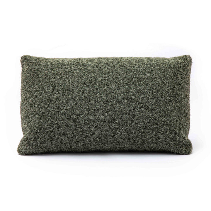 Malolo 20"X12" Long Mohair Rectangular Vegan-Down Throw Pillow Cover - Green / Pillow Cover Only