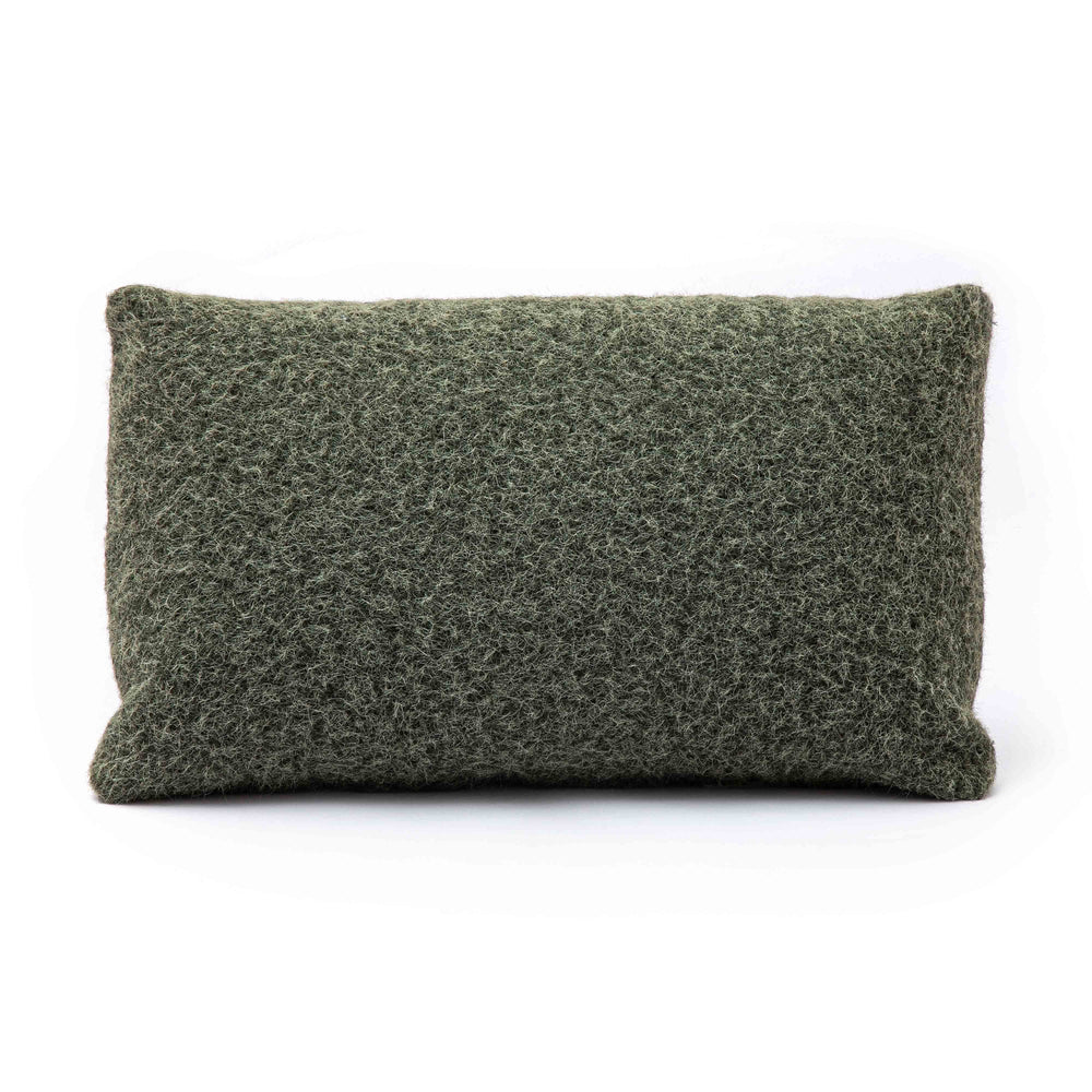 Malolo 20"X12" Long Mohair Rectangular Vegan-Down Throw Pillow Cover - Green / Pillow Cover Only