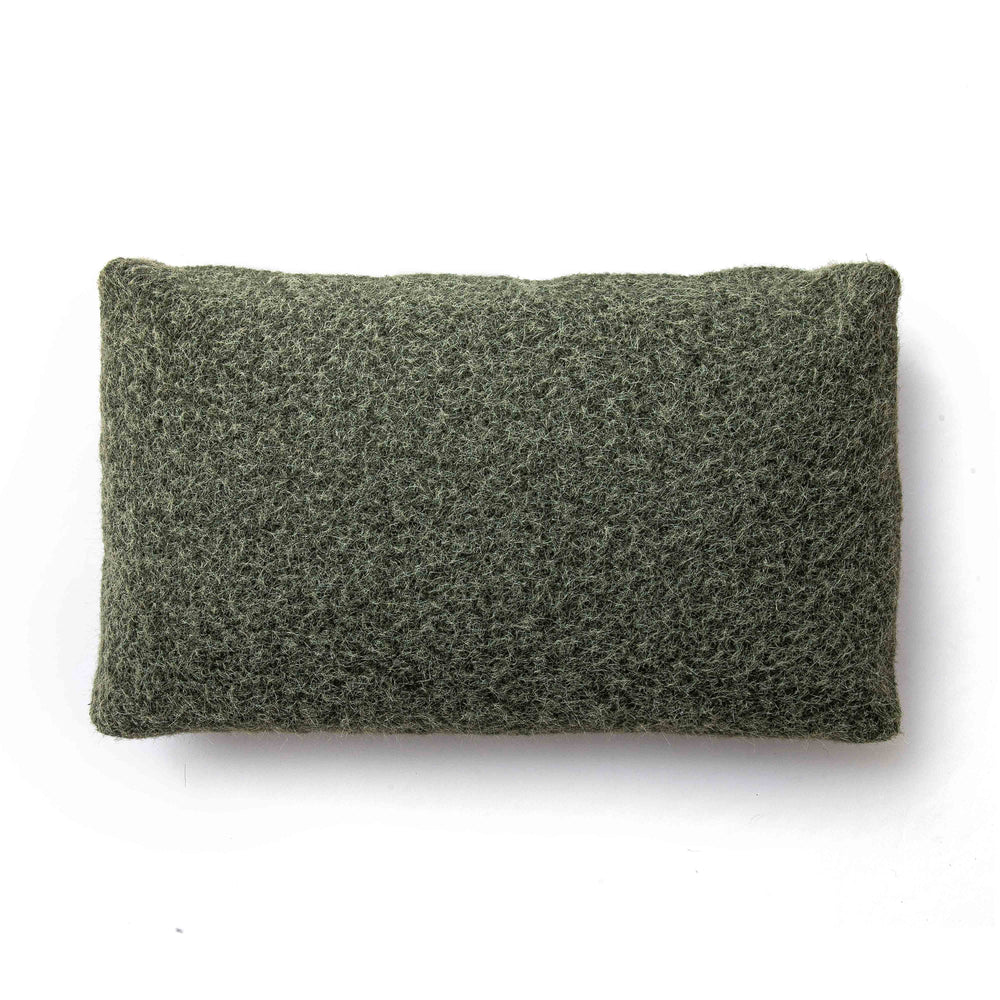Malolo 20"X12" Long Mohair Rectangular Vegan-Down Throw Pillow Cover - Green / Pillow Cover Only
