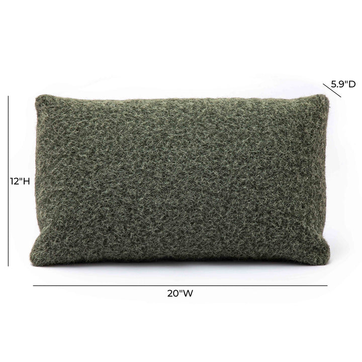 Malolo 20"X12" Long Mohair Rectangular Vegan-Down Throw Pillow Cover - Green / With Insert