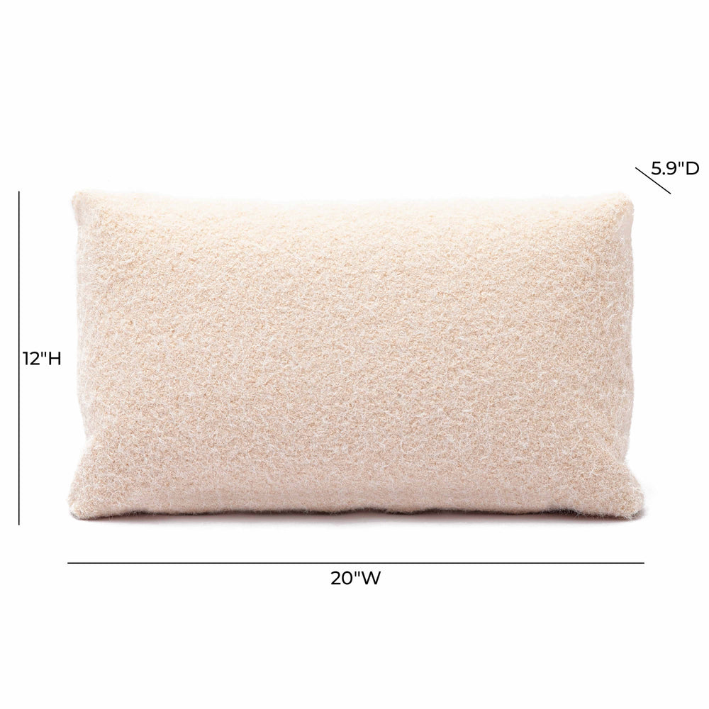 Malolo 20"X12" Long Mohair Rectangular Vegan-Down Throw Pillow Cover - Rose / Tan / With Insert