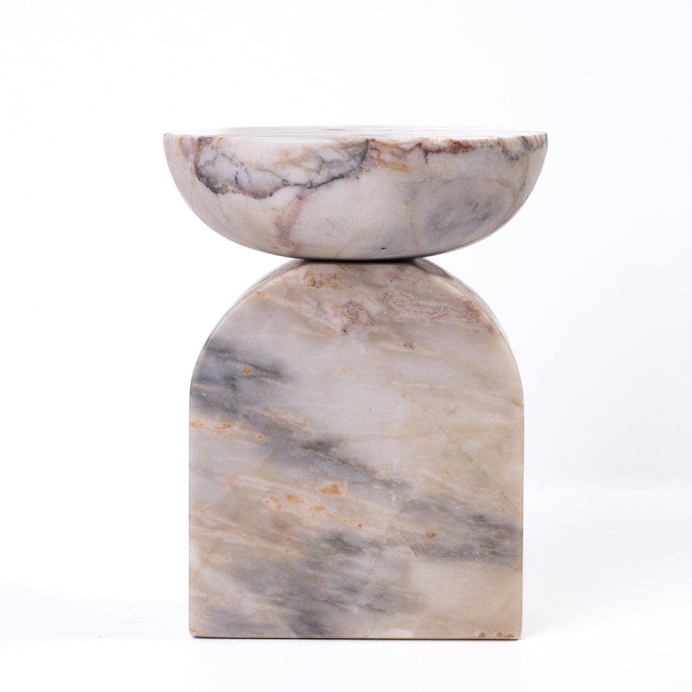 Marble White &amp; Brown Balanced Candle Holder