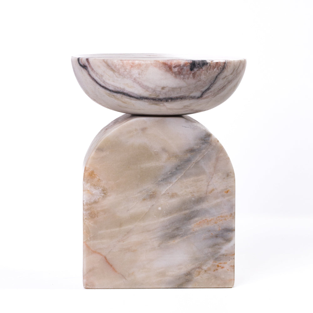 Marble White &amp; Brown Balanced Candle Holder