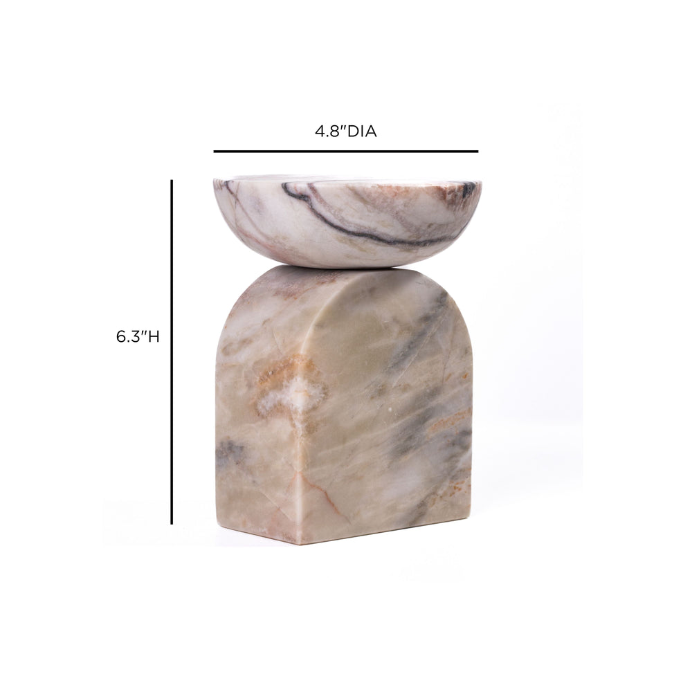 Marble White &amp; Brown Balanced Candle Holder