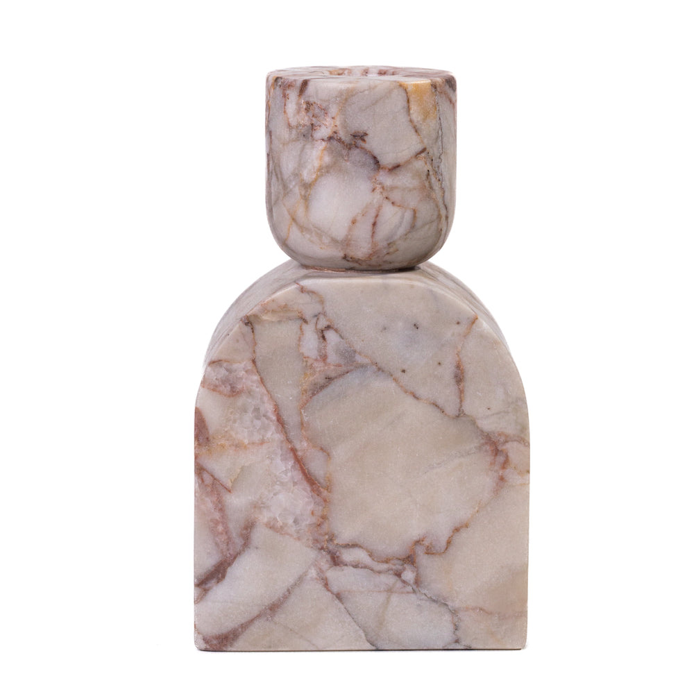 Marble White &amp; Brown Foundation Candle Holder