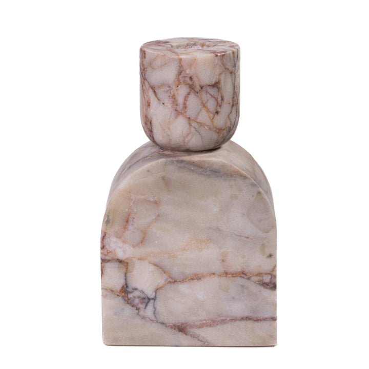 Marble White &amp;amp; Brown Foundation Candle Holder