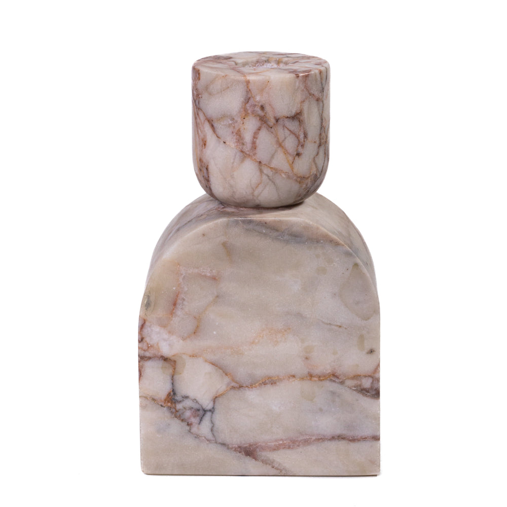 Marble White &amp; Brown Foundation Candle Holder