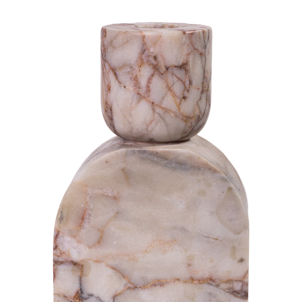 Marble White &amp; Brown Foundation Candle Holder