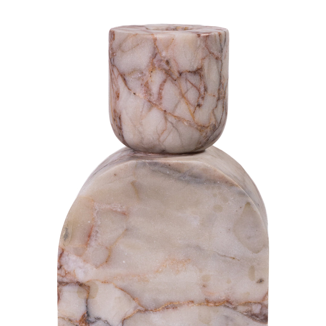 Marble White &amp; Brown Foundation Candle Holder
