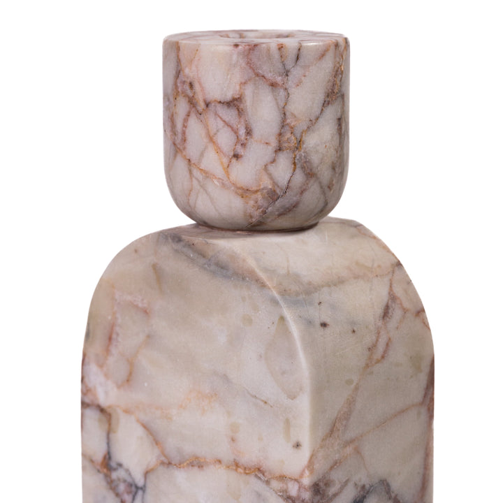 Marble White &amp;amp; Brown Foundation Candle Holder