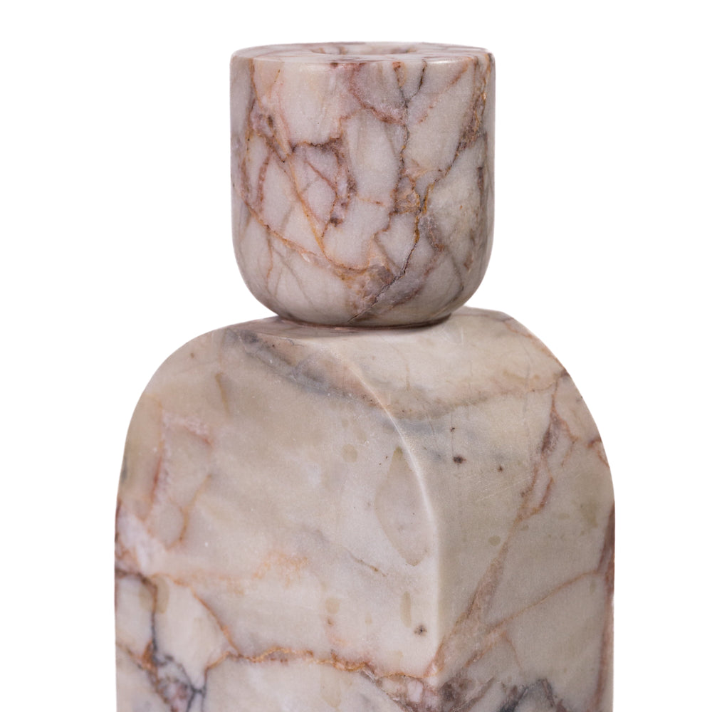 Marble White &amp; Brown Foundation Candle Holder