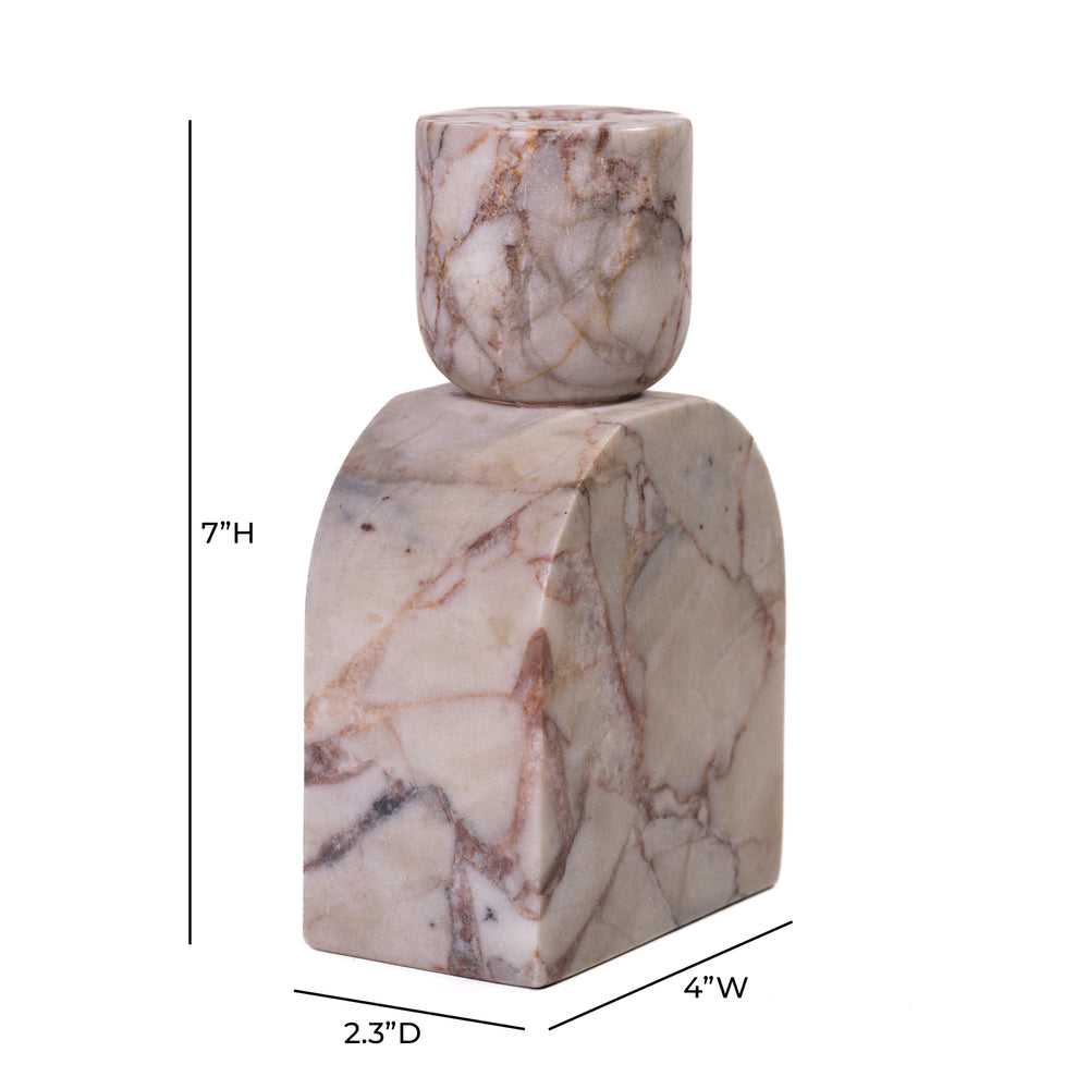Marble White &amp; Brown Foundation Candle Holder