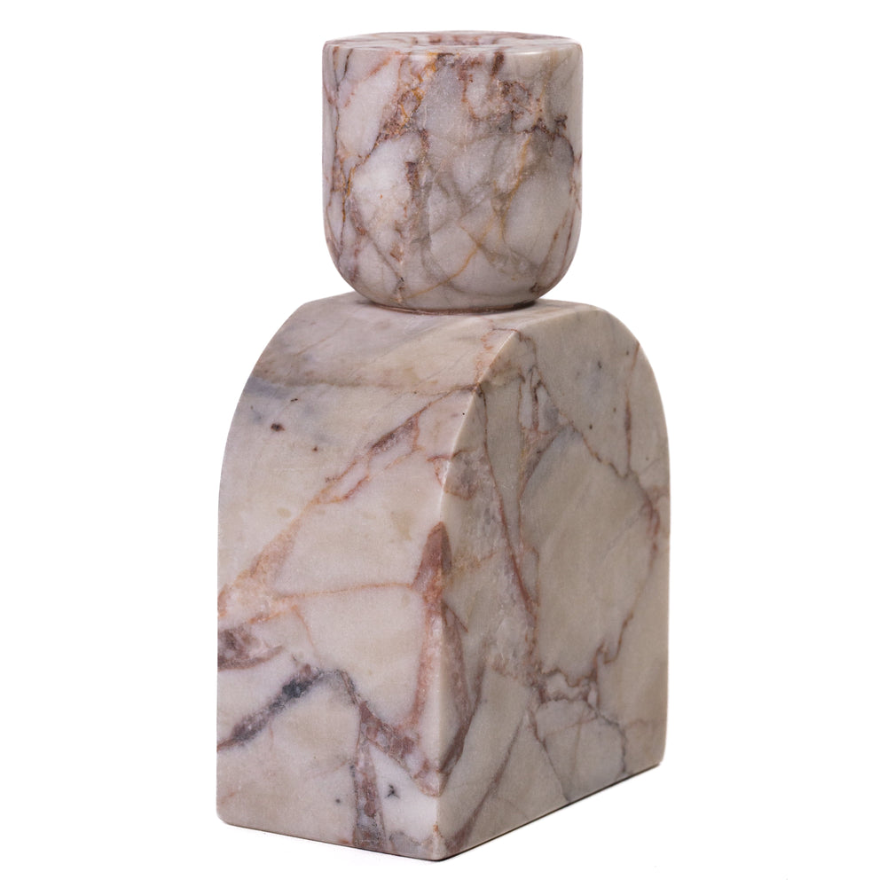 Marble White &amp; Brown Foundation Candle Holder