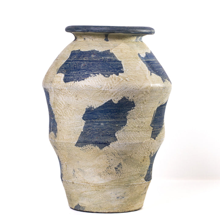 TOV Furniture Visha Cream and Blue Terracotta Vase