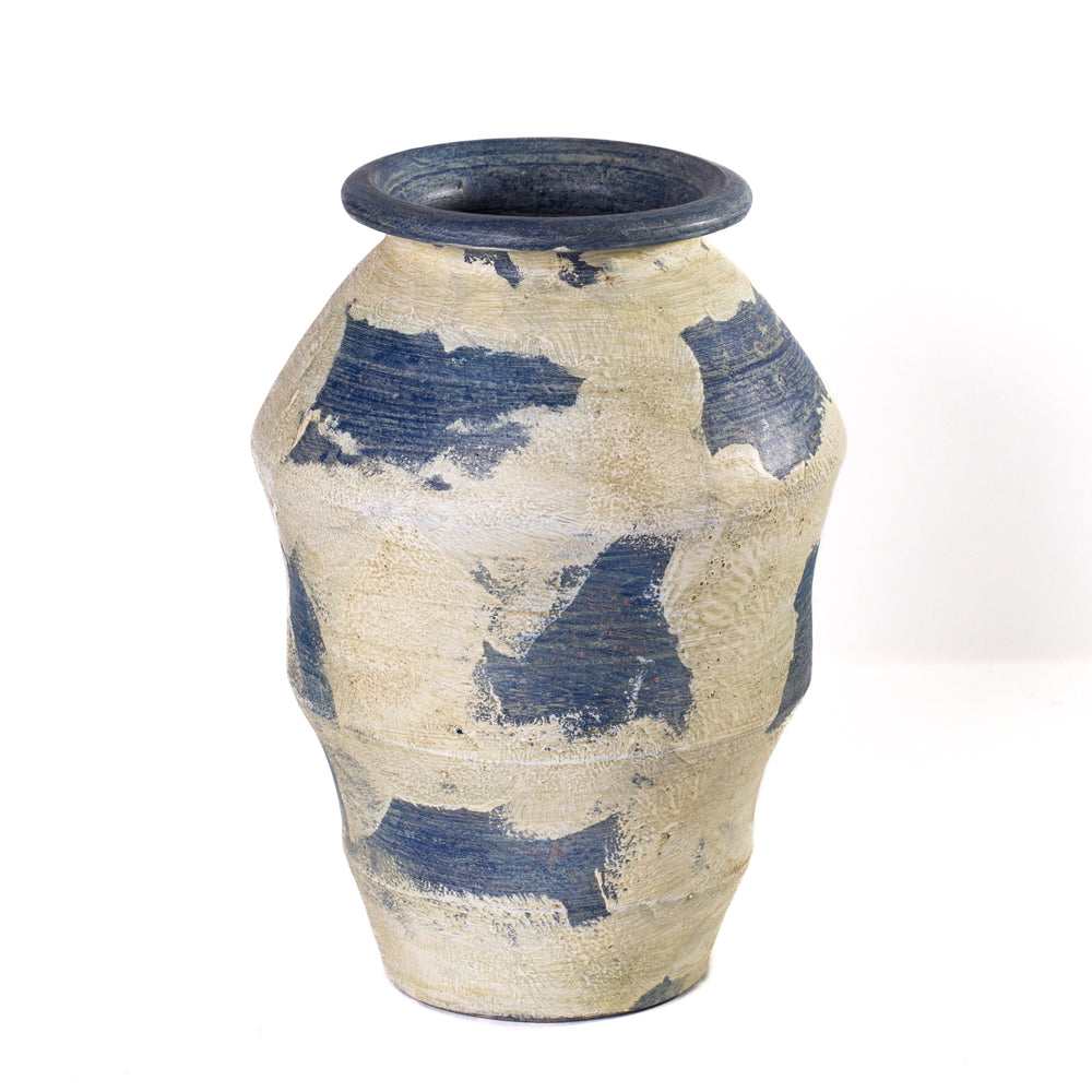 Visha Cream &amp; Blue Terracotta Decorative Vase