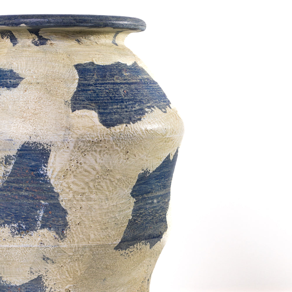 Visha Cream &amp; Blue Terracotta Decorative Vase