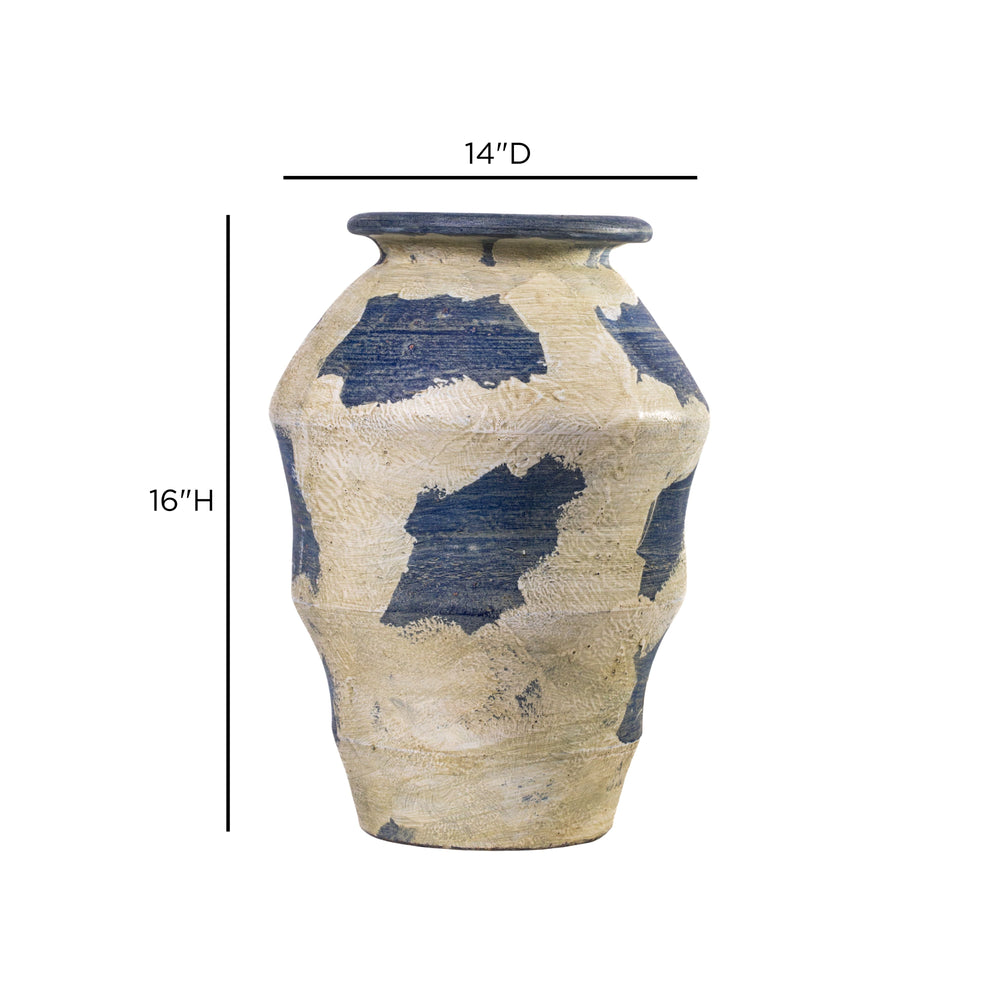Visha Cream &amp; Blue Terracotta Decorative Vase