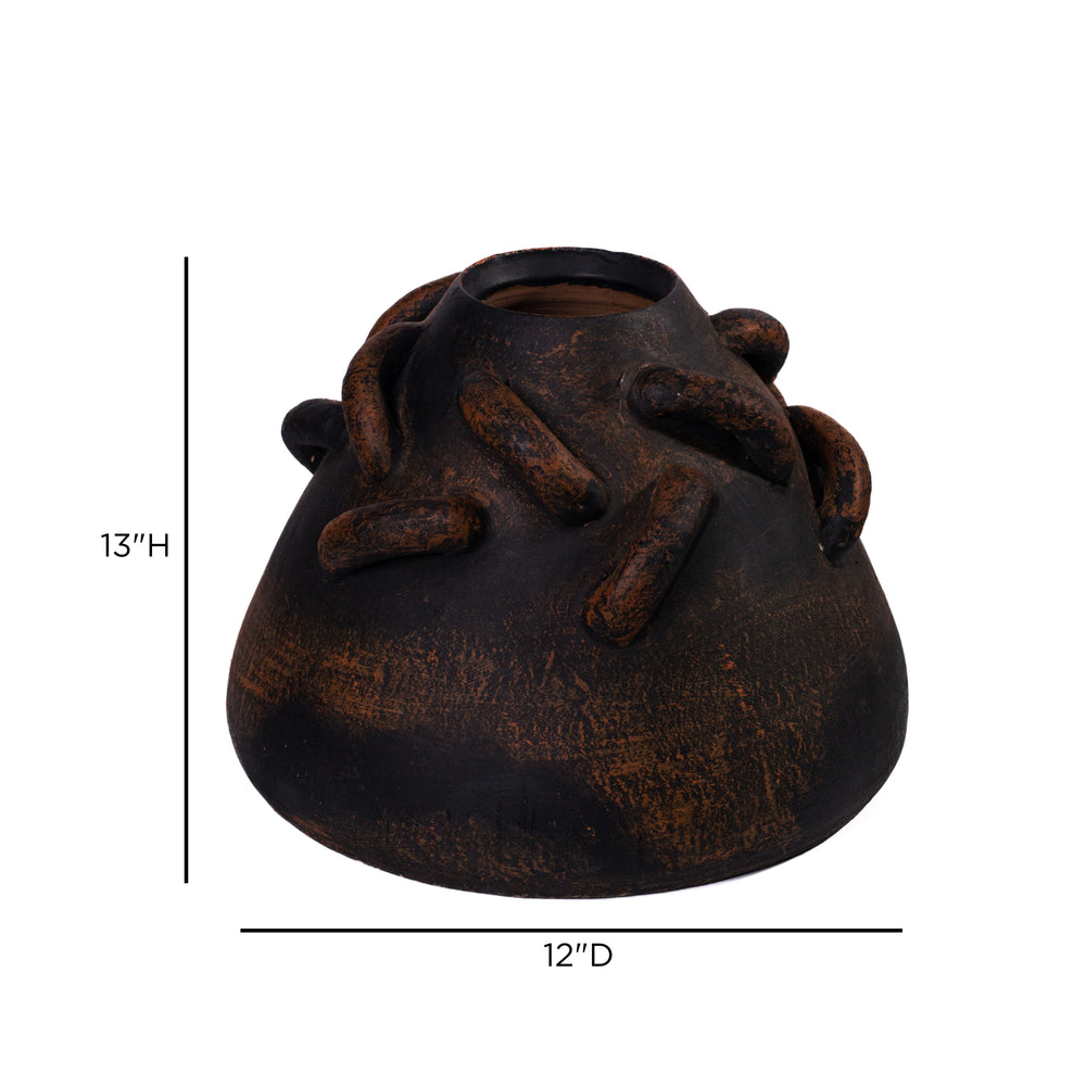 Visha Roped Dark Terracotta Decorative Vase