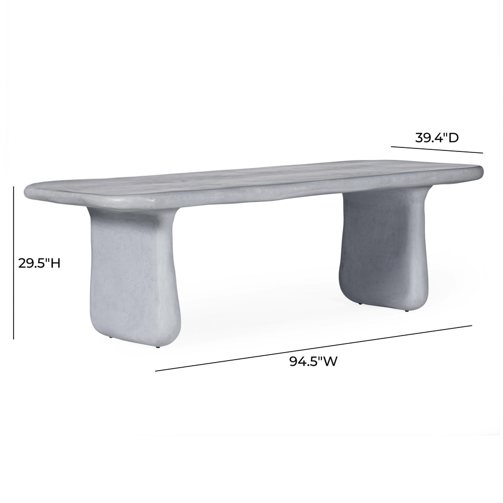 Athen 95" Grey Faux Stone Indoor / Outdoor Rectangular Dining Table