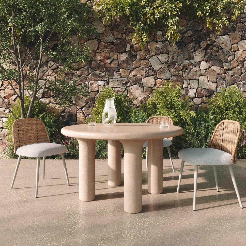 Barbara 47" Cream Textured Indoor / Outdoor Round Dining Table