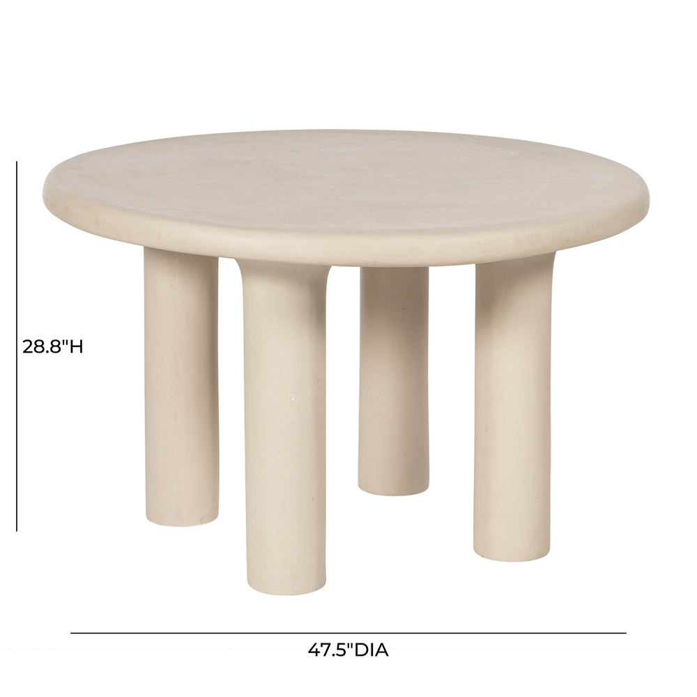Barbara 47" Cream Textured Indoor/Outdoor Round Dining Table