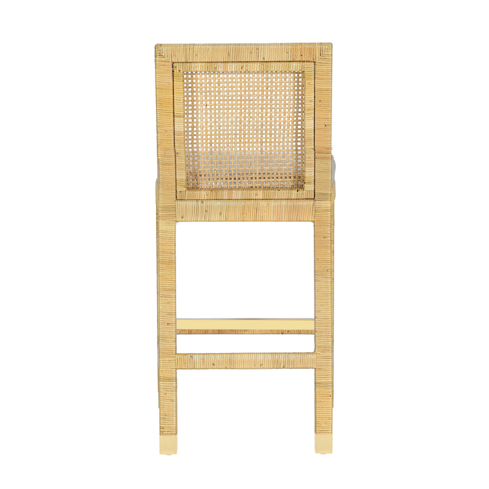 Amara Rattan &amp; Cream Contract-Grade Linen Stool