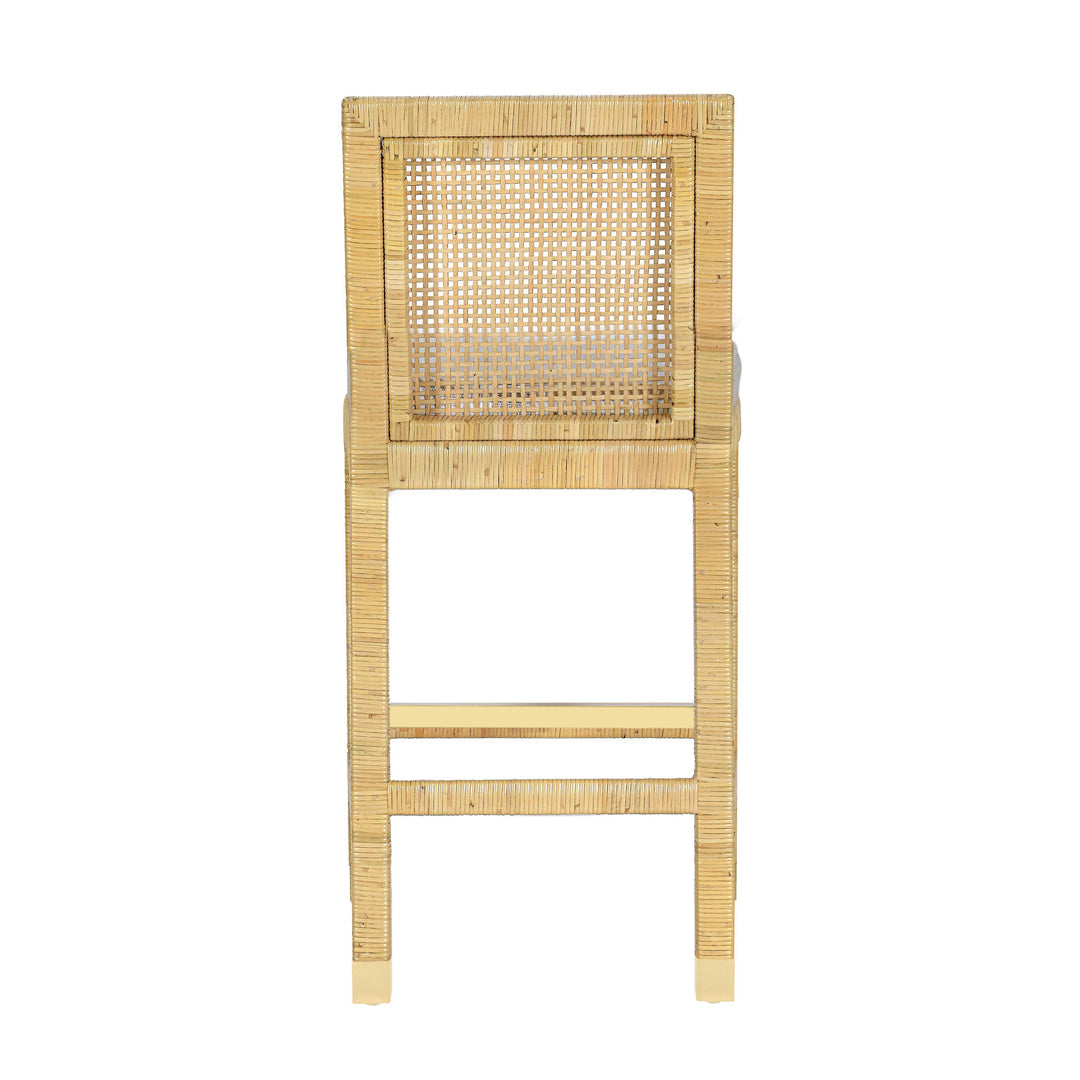 Amara Rattan &amp; Cream Contract-Grade Linen Counter Stool
