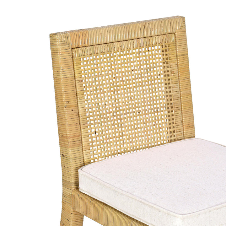 Amara Rattan &amp;amp; Cream Contract-Grade Linen Counter Stool