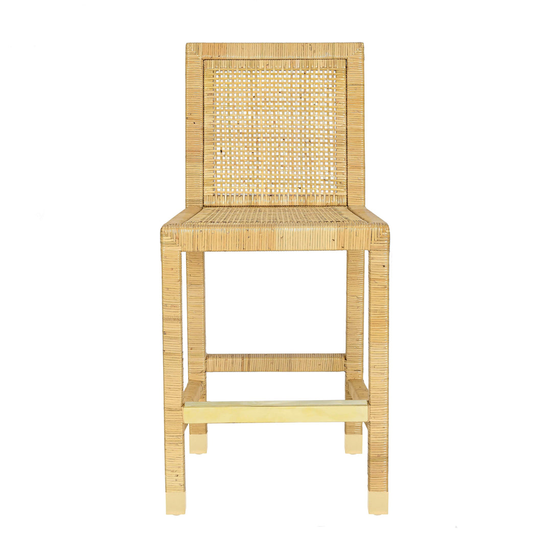 Amara Rattan &amp; Cream Contract-Grade Linen Counter Stool