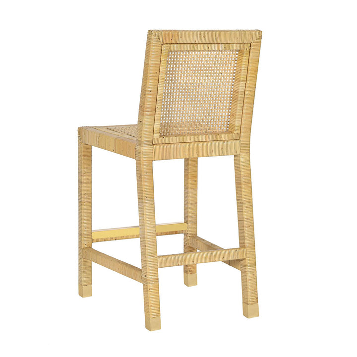 Amara Rattan &amp;amp; Cream Contract-Grade Linen Counter Stool