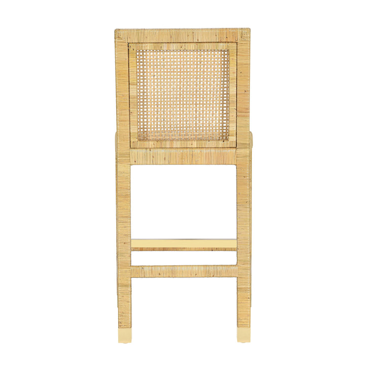 Amara Rattan &amp;amp; Cream Contract-Grade Linen Counter Stool