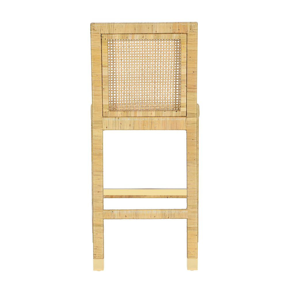 Amara Rattan &amp; Cream Contract-Grade Linen Stool