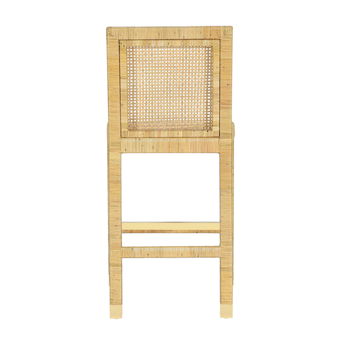 Amara Rattan &amp; Cream Contract-Grade Linen Counter Stool