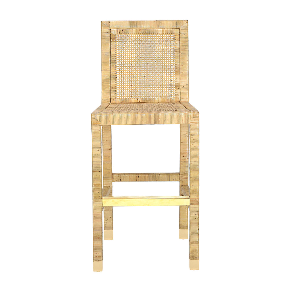 Amara Rattan &amp; Cream Contract-Grade Linen Stool