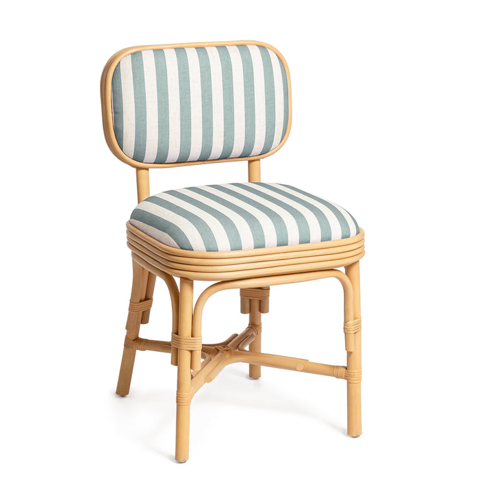 Dorine Striped Performance Linen &amp;amp; Rattan Dining Chair